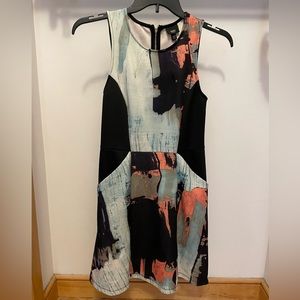 Multicolor Abstract Design Women’s Dress with Pockets